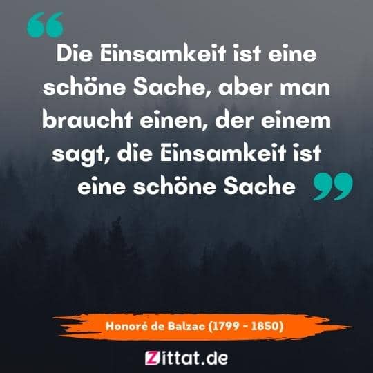 Die Einsamkeit ist eine schöne Sache, aber man braucht einen, der einem sagt, die Einsamkeit ist eine schöne Sache.