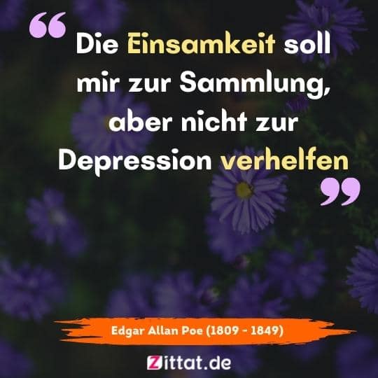 Die Einsamkeit soll mir zur Sammlung, aber nicht zur Depression verhelfen.